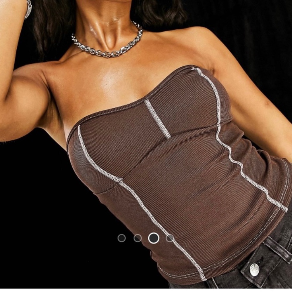 Ribbed Bandeau top with seam detail